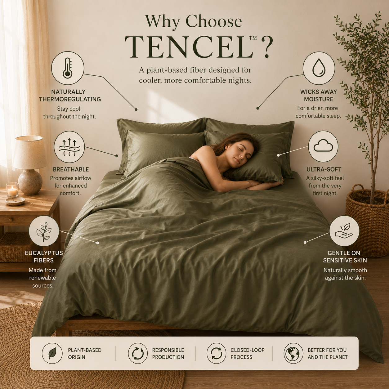 100% TENCEL™ Lyocell Cooling Flat Sheet