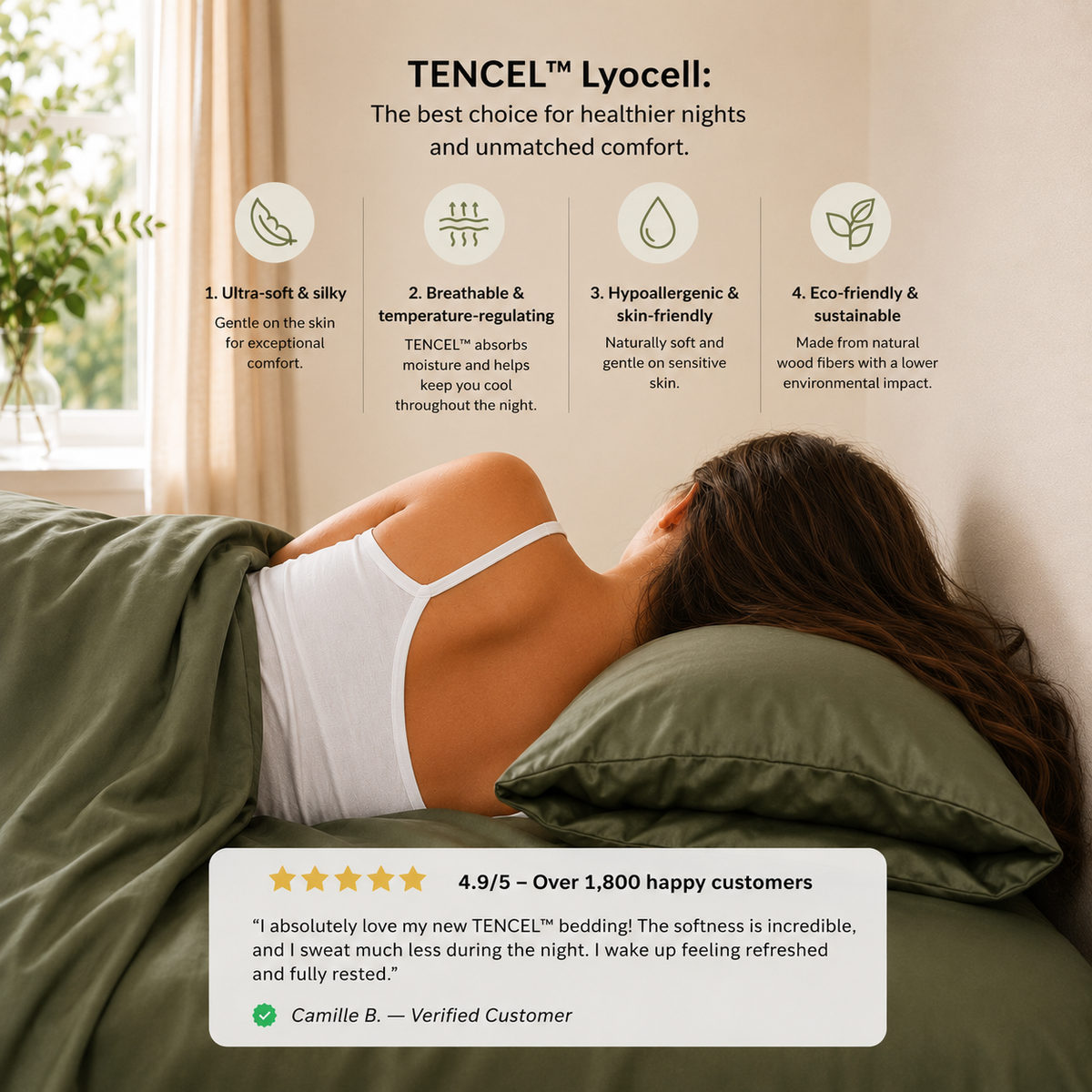 Parure de lit rafraîchissante 100 % TENCEL™ Lyocell